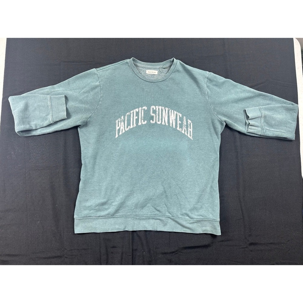 PacSun Pacific Sunwear Crewneck Sweatshirt Teal Green Graphic Pullover Large